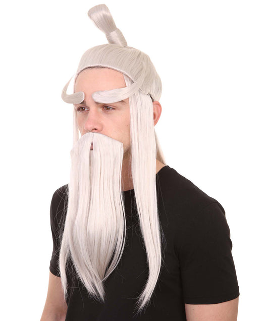 武道の達人 ウィッグ ヒゲ まゆげ セット H-2344 アジアン ウィッグ プレミアム 通気性のあるキャプレスキャップ