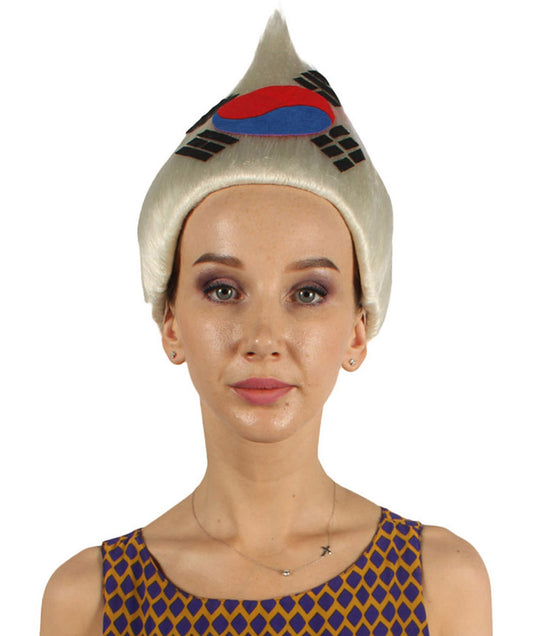 女性用コスプレウィッグ 韓国国旗 トロールスタイル H-4006 国の誇り ハロウィンウィッグ プレミアム通気性キャップレスキャップ