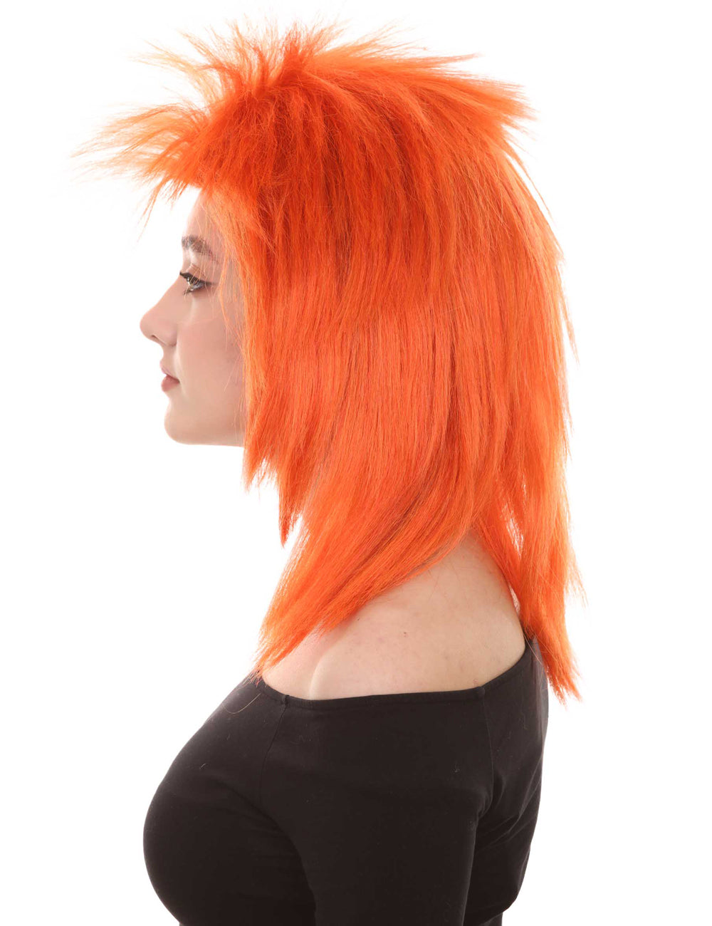 Wigs2you ハロウィン パーティー プレミアム H-1309 簡単に着用でき 快適なフィット感 80 年代女性ダークオレンジ ロッカー スタイルウィッグ