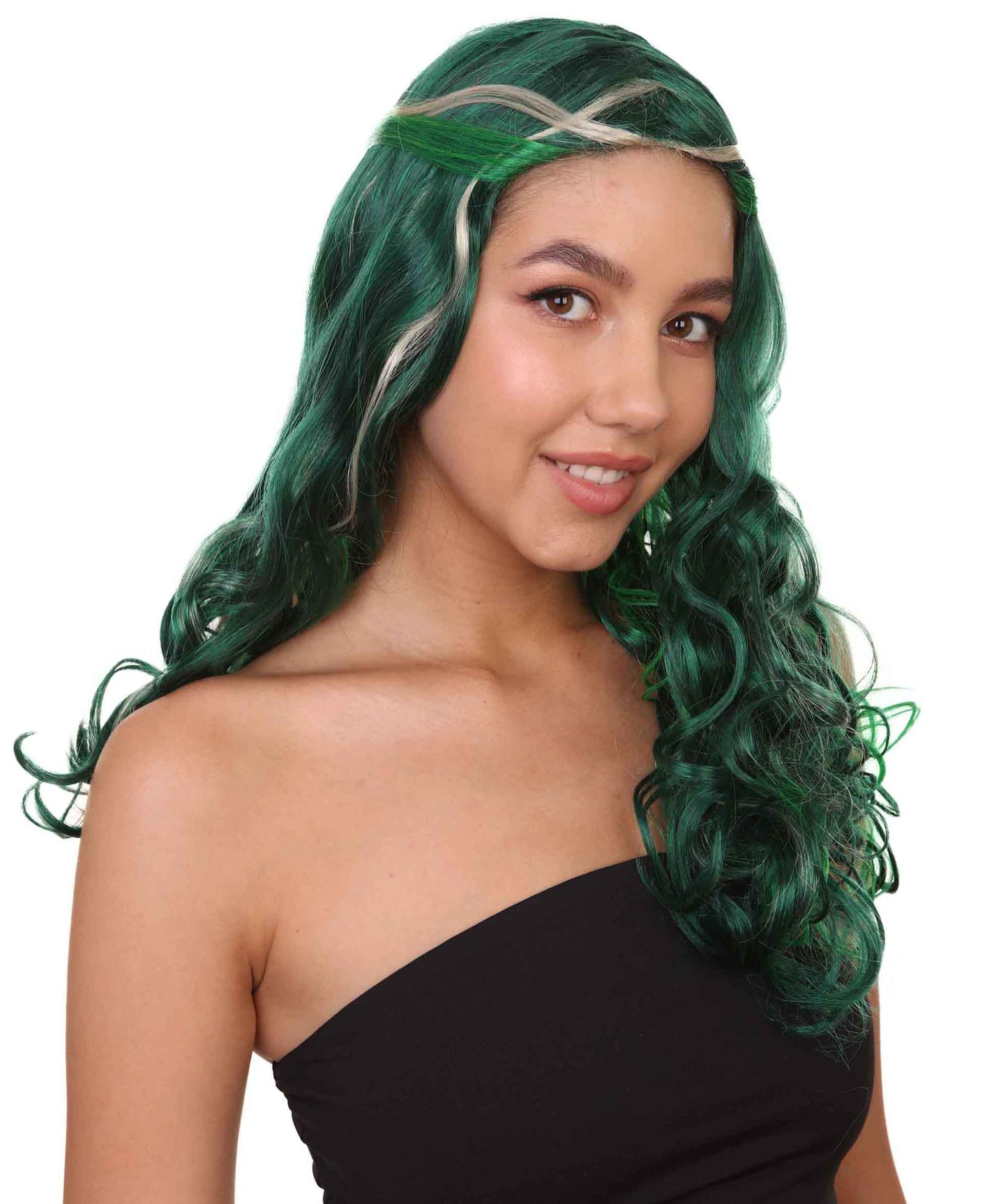 ゾンビレディースウィッグ H-2653 グリーン セクシーコスプレパーティーハロウィンウィッグ プレミアム通気性のキャップレスキャップ