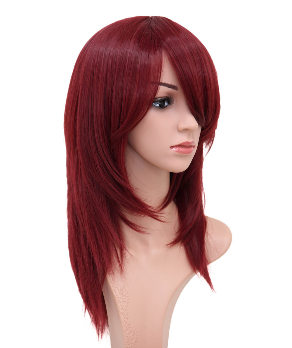 レディースファッション C-071 ロングストレート C-ワインレッド コスプレヒートスタイラブルウィッグ