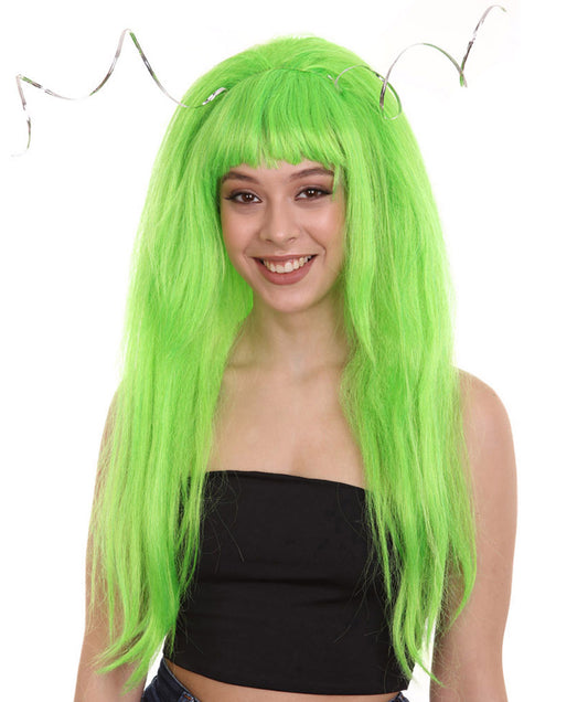 クラウンガール グリーンウィッグ ヘッドピース付き H-3828 キャラクターコスプレハロウィンウィッグ プレミアム 通気性の良い キャップレスキャップ
