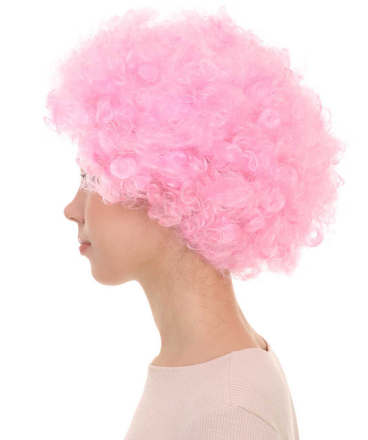 レディースアフロウィッグ H-3496 パーティーイベント準備完了のコスプレライトピンクカラーオプションのハロウィンウィッグ