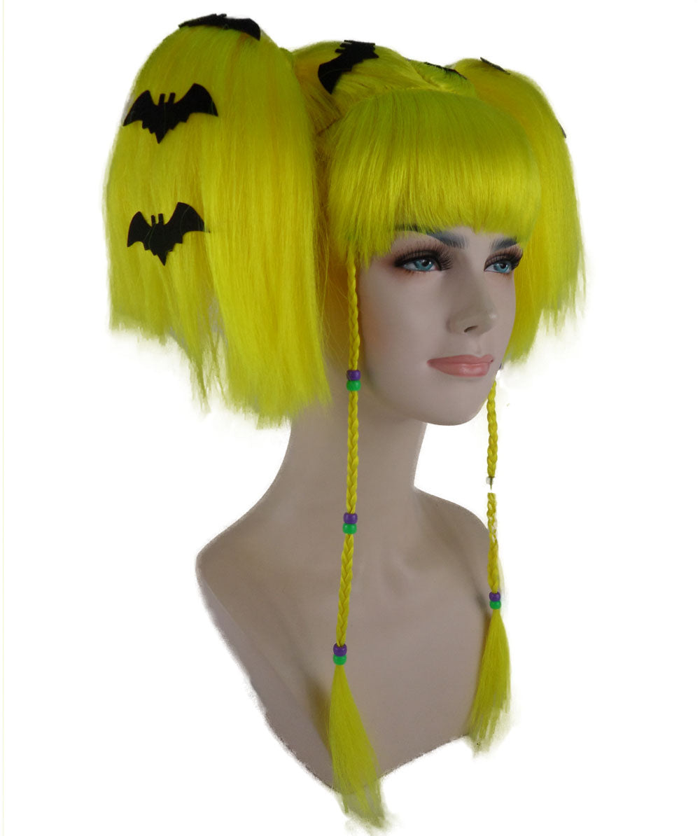Wigs2you ハロウィンパーティープレミアム レディース H-699 バットエンジェルウィッグ ネオンイエロー色