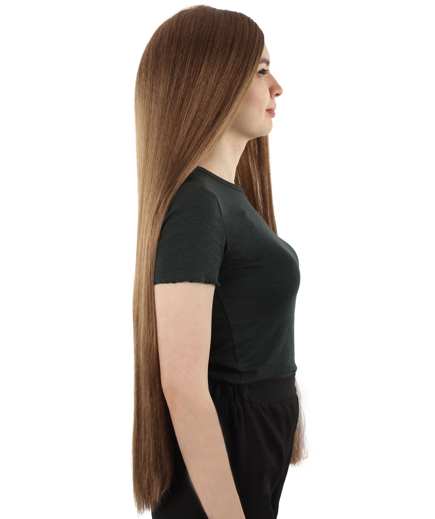 女性 36インチ 超長いウィッグ ライトブラウン H-5379_12 バングなし コスプレ衣装の髪ウィッグ