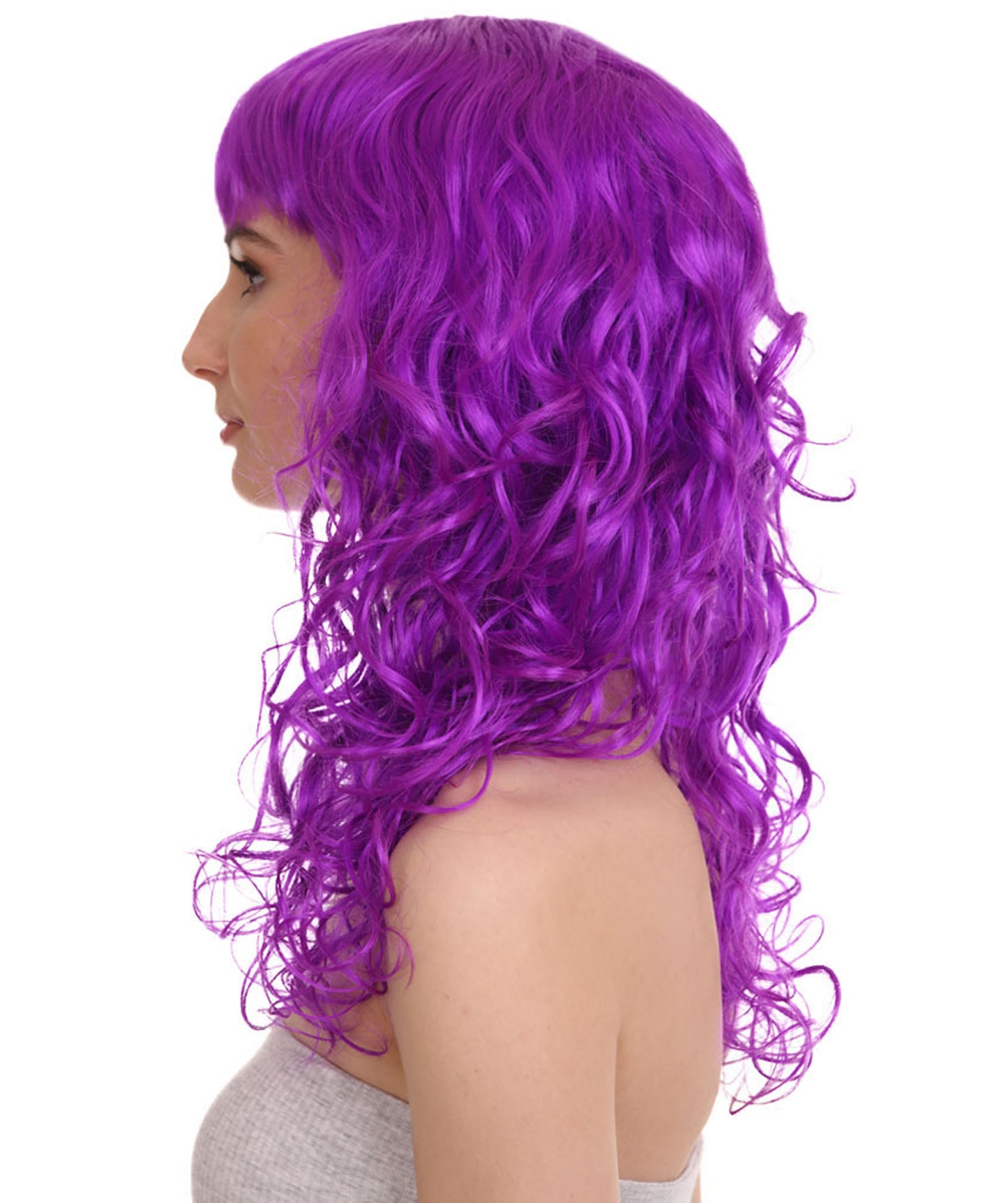 Wigs2you ハロウィンパーティー プレミアム レディース H-1028 着用しやすい ベラウィッグ ネオンパープルカラー