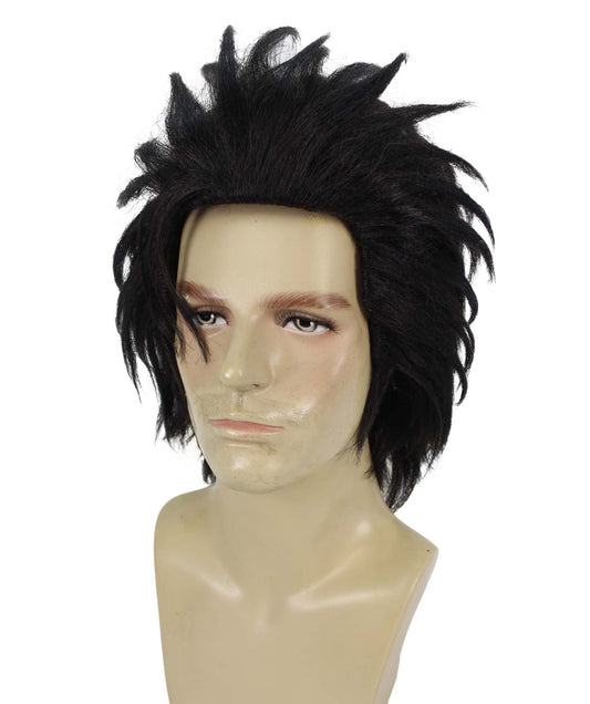 メンズ H-6114 剣士 ブラック スパイキー ファンタジー ゲームウィッグ I ハロウィンに最適 I 難燃性合成繊維