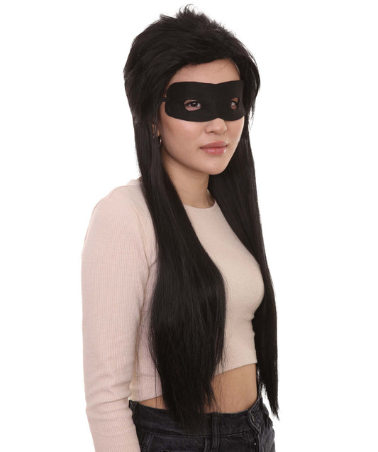 25 インクレディブルズ2 - インヴィジガール ヴァイオレット・パー ブラックウィッグ マスクセット付き H-4600 TV/映画ウィッグ プレミアム 通気性の良いキャップレスキャップ