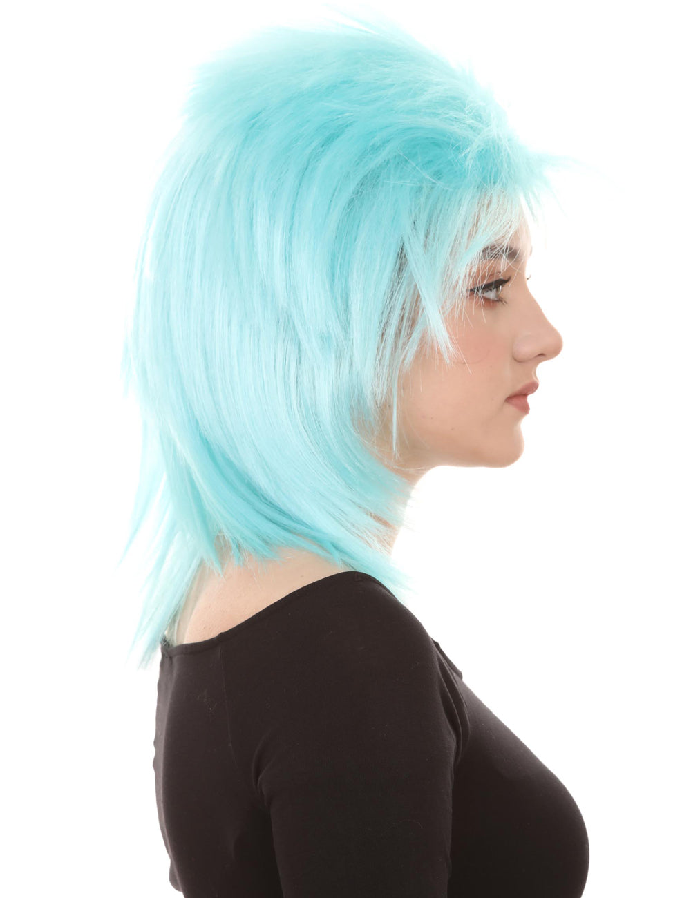 Wigs2you ハロウィン パーティー プレミアム H-1315 簡単に着用でき 快適なフィット感 80 年代女性 Lt ブルー ロッカー スタイル ウィッグ