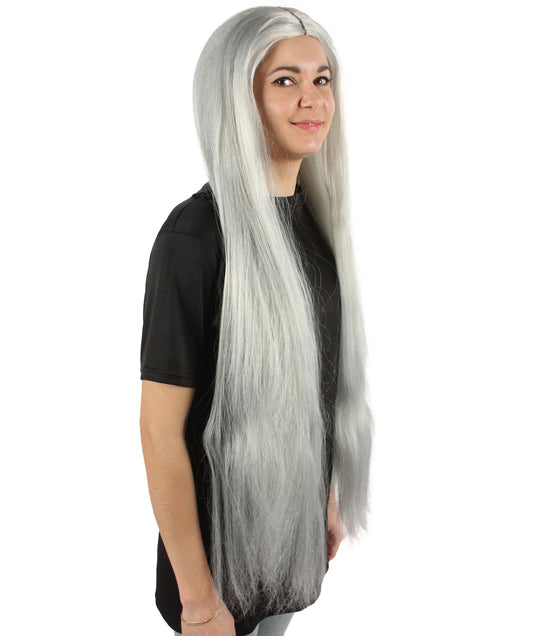 女性 36インチ 超長いウィッグ 白 H-5379_15 バングなし コスプレ衣装の髪ウィッグ