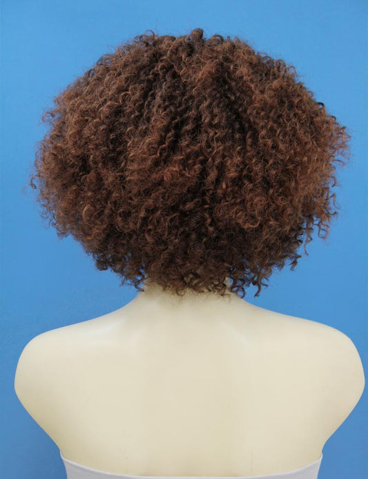 レディースファッション W-302 カーリーチャコールミディアムオーバンチップアフロウィッグ 合成繊維 パーティーに最適
