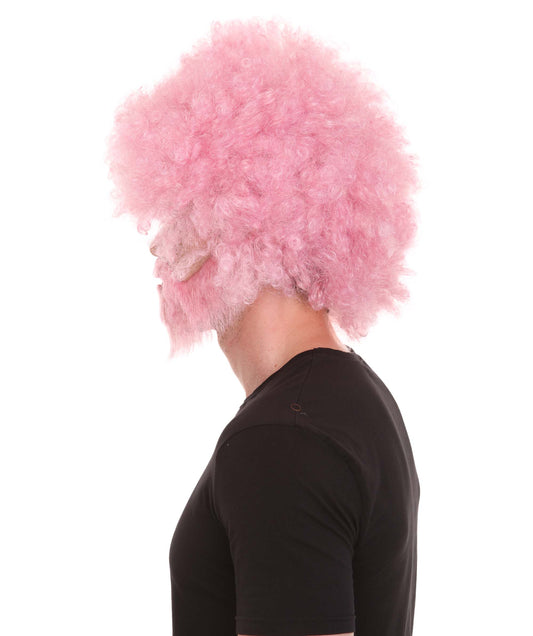 大人 男女兼用 80年代 画家風 アフロウィッグ 顎髭と口髭セット ライトピンク H-5121 シンプルでクラシックなセレブコスチューム プレミアムハロウィンウィッグ