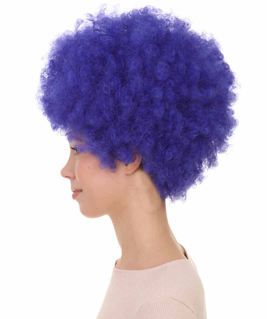 ユニセックスアフロパープルブルーウィッグ H-3450 コレクションジャンボコスプレハロウィンウィッグ (たくさんの色) プレミアム通気性のあるキャップレスキャップ