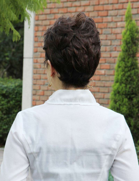 人毛と耐熱ファイバーのミックス☆セレブリティーショートウィッグです! ウィッグネット付きHHB-016