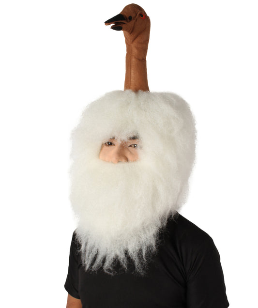 ユニセックス H-6168 ふわふわの白いハゲタカマスク ハロウィンやコスプレに最適 難燃性合成繊維