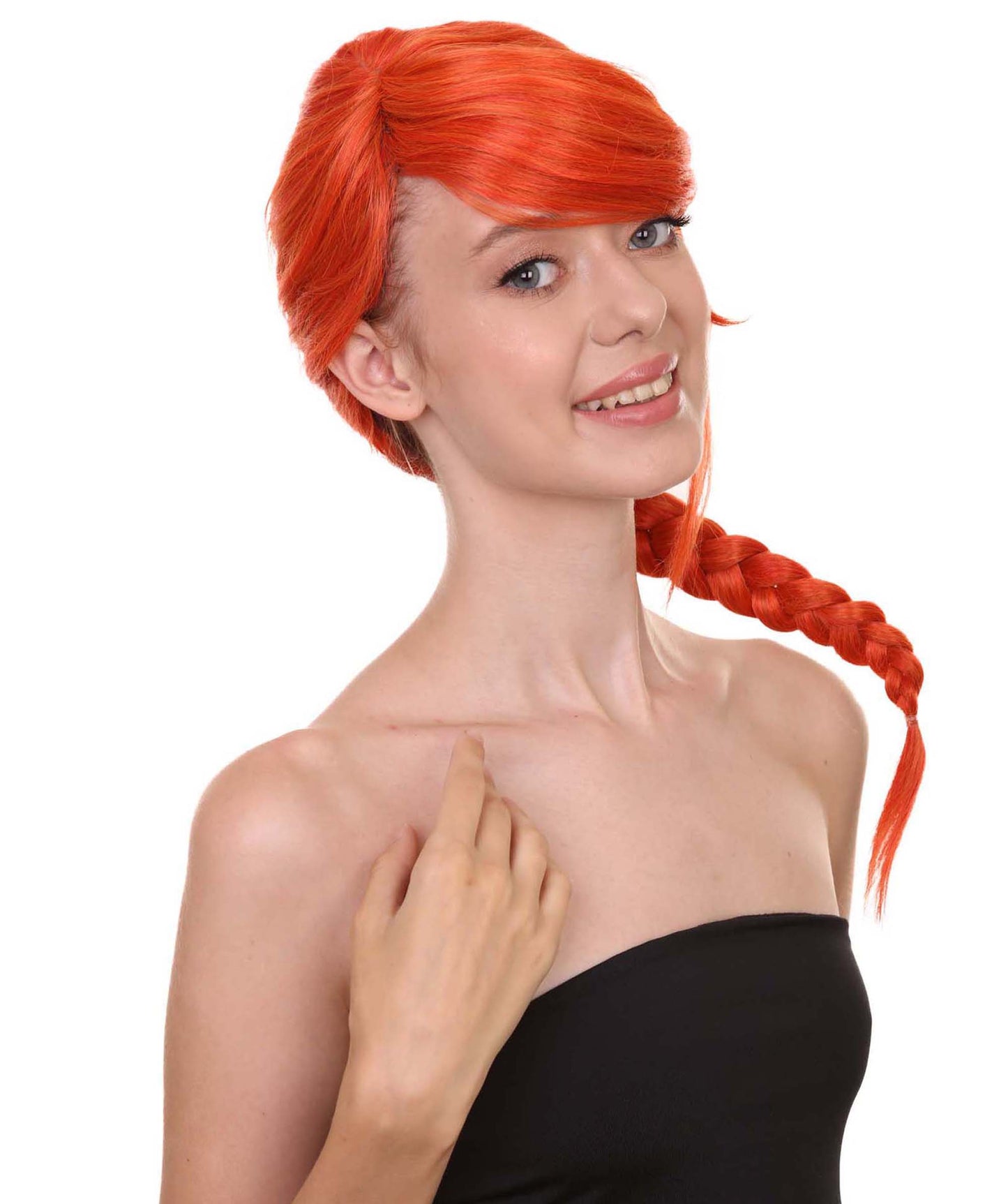 Wigs2you ハロウィン パーティー プレミアム レディース H-1161 とても快適なオレンジ編み込みウィッグ