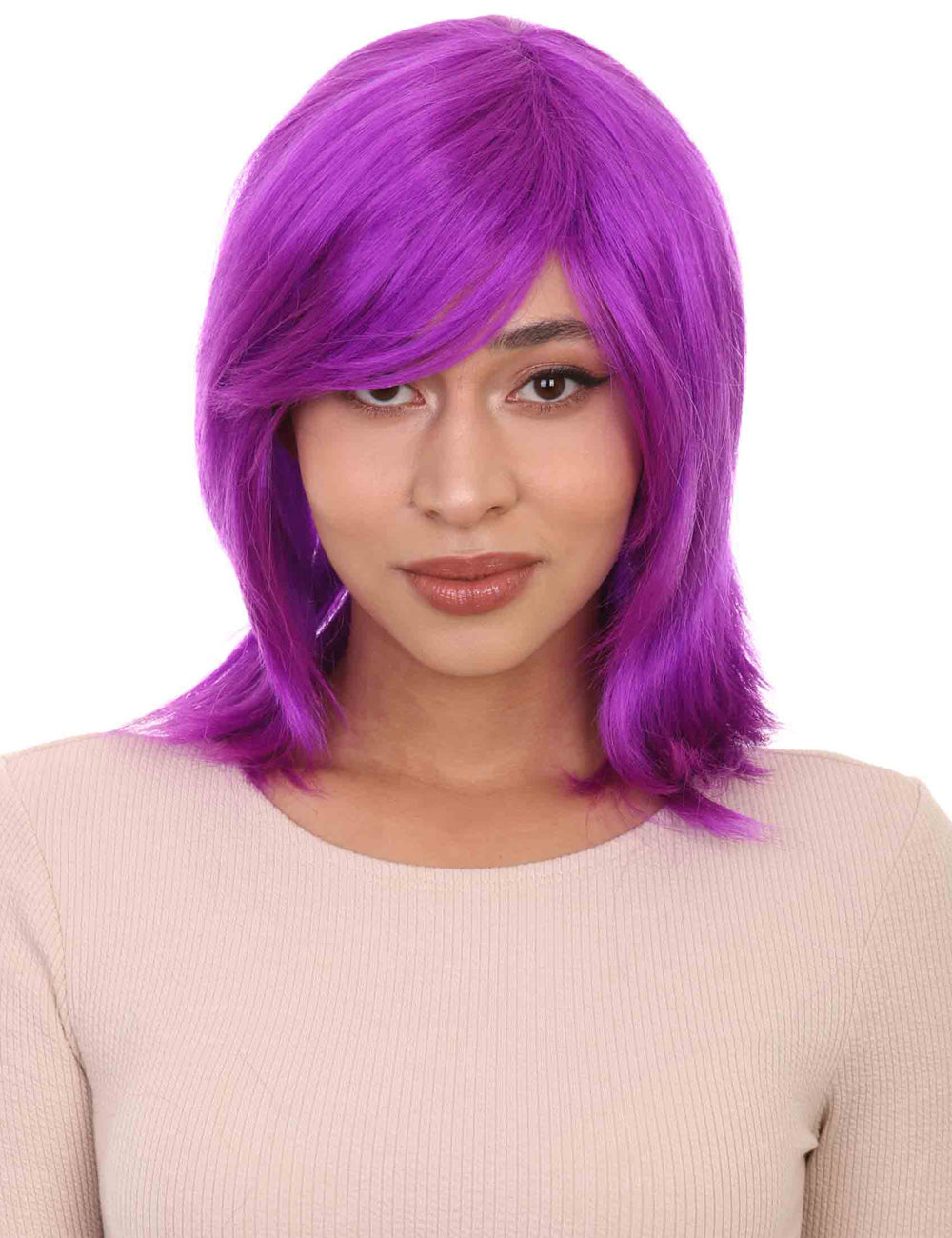 Wigs2you ハロウィン パーティー プレミアム H-1432 簡単に着用でき 快適なフィット感の女性ショート ネオン パープル ウィッグ