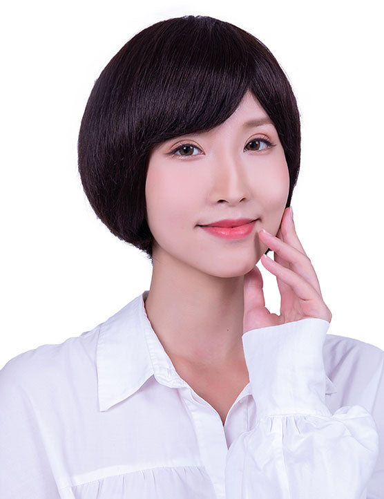 30歳〜40歳 若者の短い HT-019 100% ヒューマンヘア ナチュラルエレガンス ハンドタイド ヒューマンヘア束