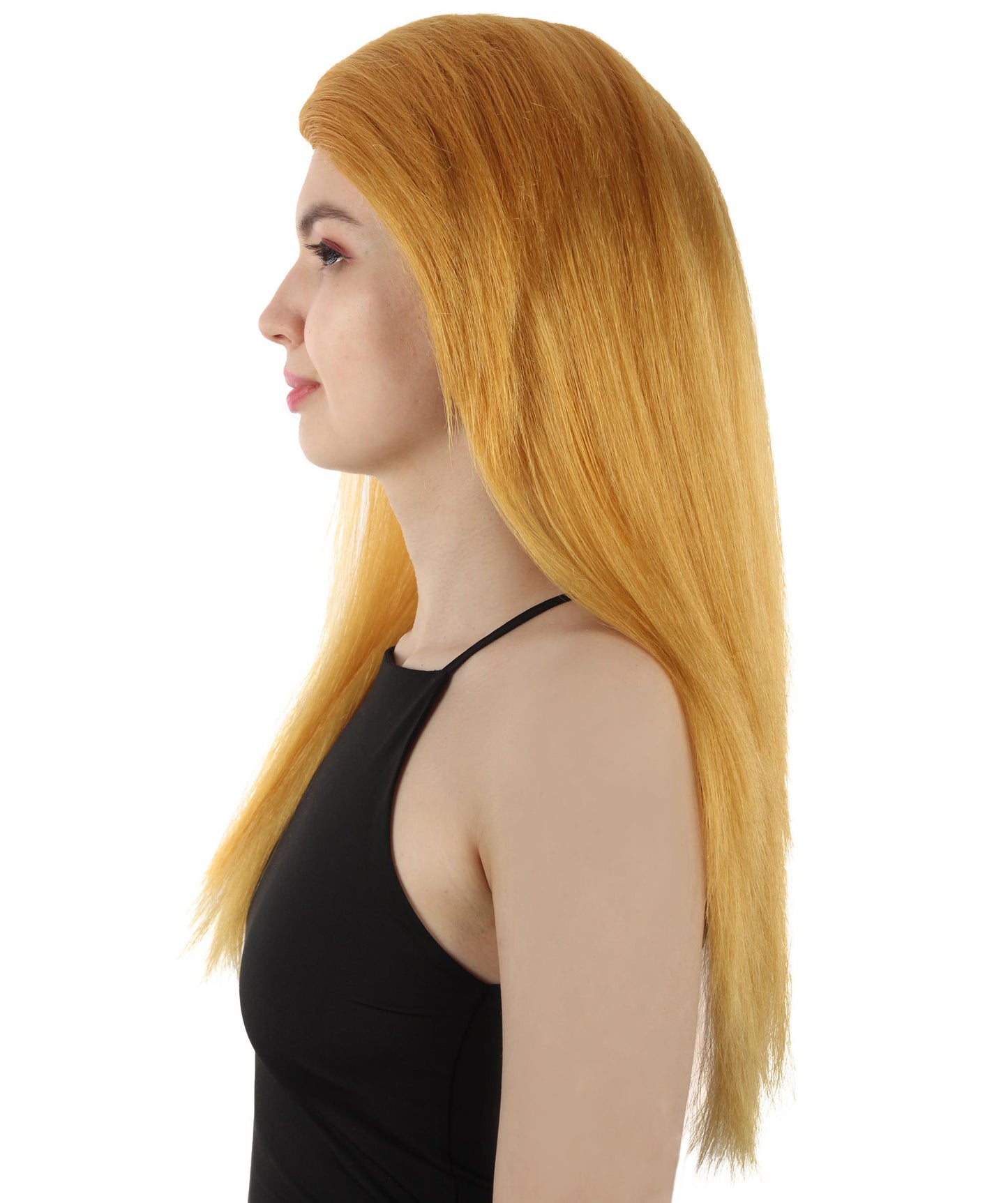 女性用ロングストレートサイドパートコスプレウィッグ ゴールド H-5220_6 ファンシースタイル プレミアムハロウィンパーティーウィッグコレクション