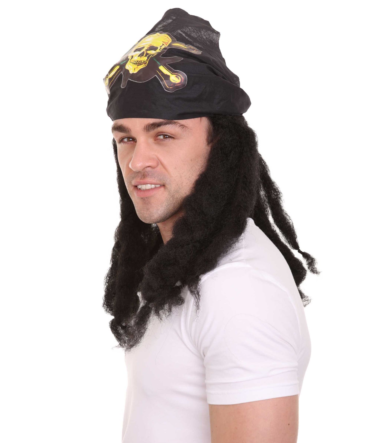 Wigs2you ハロウィンパーティ プレミアムメンズ パイレートディープブラックカラーウィッグ H-320