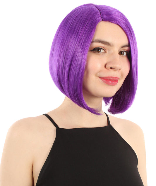 女性用ショルダーレングスフラッパーウィッグ パープル H-5375_10 合成繊維ヘア ハロウィンパーティーウィッグコレクション