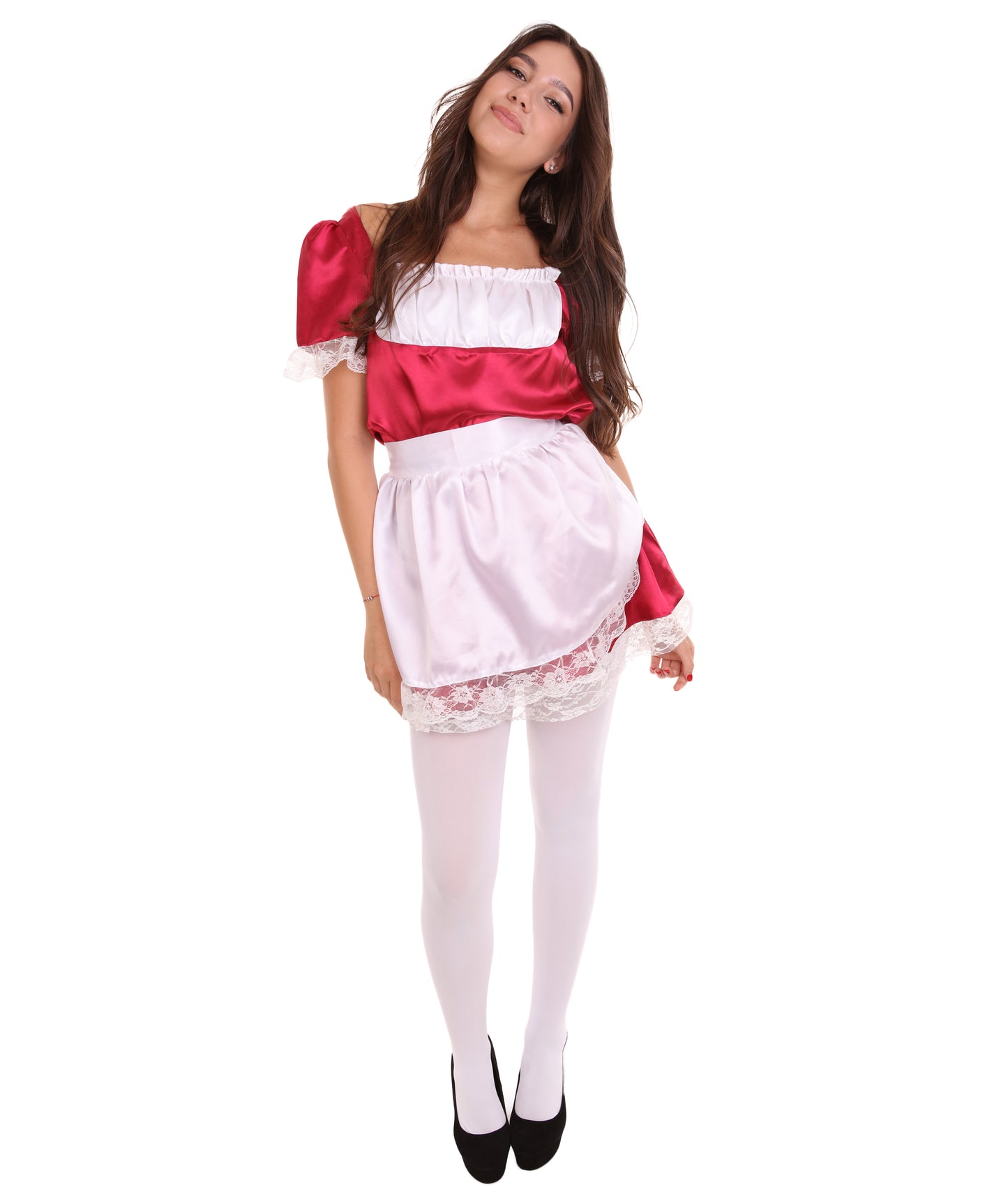 女性用 JCO-343_16 伝統的なメイドユニフォーム ダークレッド コスプレ コスチューム