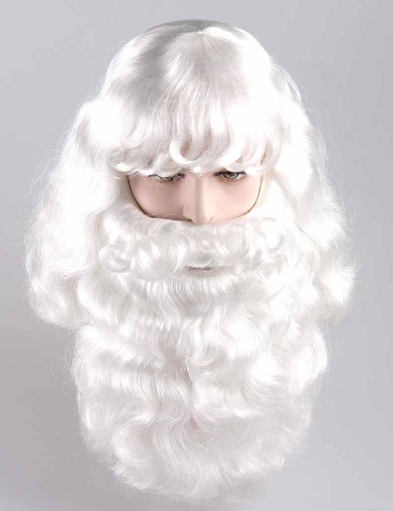 プロフェッショナルメンズサンタウィッグとフルヒゲセット サンタクロース | サンタクロース クリスマスウィッグ| マシンメイド | プレミアムな通気性 Santa-002