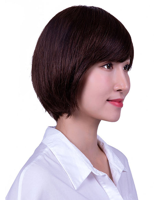 30歳〜40歳 若者の短い HT-019 100% ヒューマンヘア ナチュラルエレガンス ハンドタイド ヒューマンヘア束
