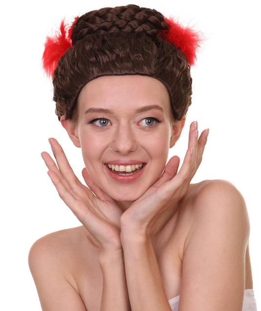 レディース カーリートップバン レッドレースウィッグ ダークブラウン H-3849 プレミアム 通気性の良い キャップレスキャップ