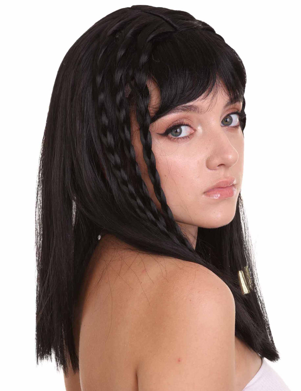 Wigs2you ハロウィンパーティープレミアム H-1453 簡単装着 快適フィット 女王クレオパトラ ブラックカラーウィッグ