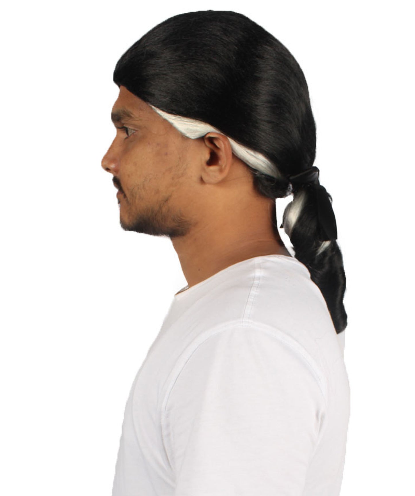 メンズスタイルロックスターブラックウィッグ H-4294 プレミアム通気性キャップレスキャップ