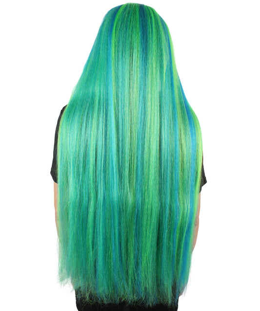 女性 36インチ 超長いウィッグ グリーンオンブレ H-5379_28 バングなし コスプレ衣装の髪ウィッグ