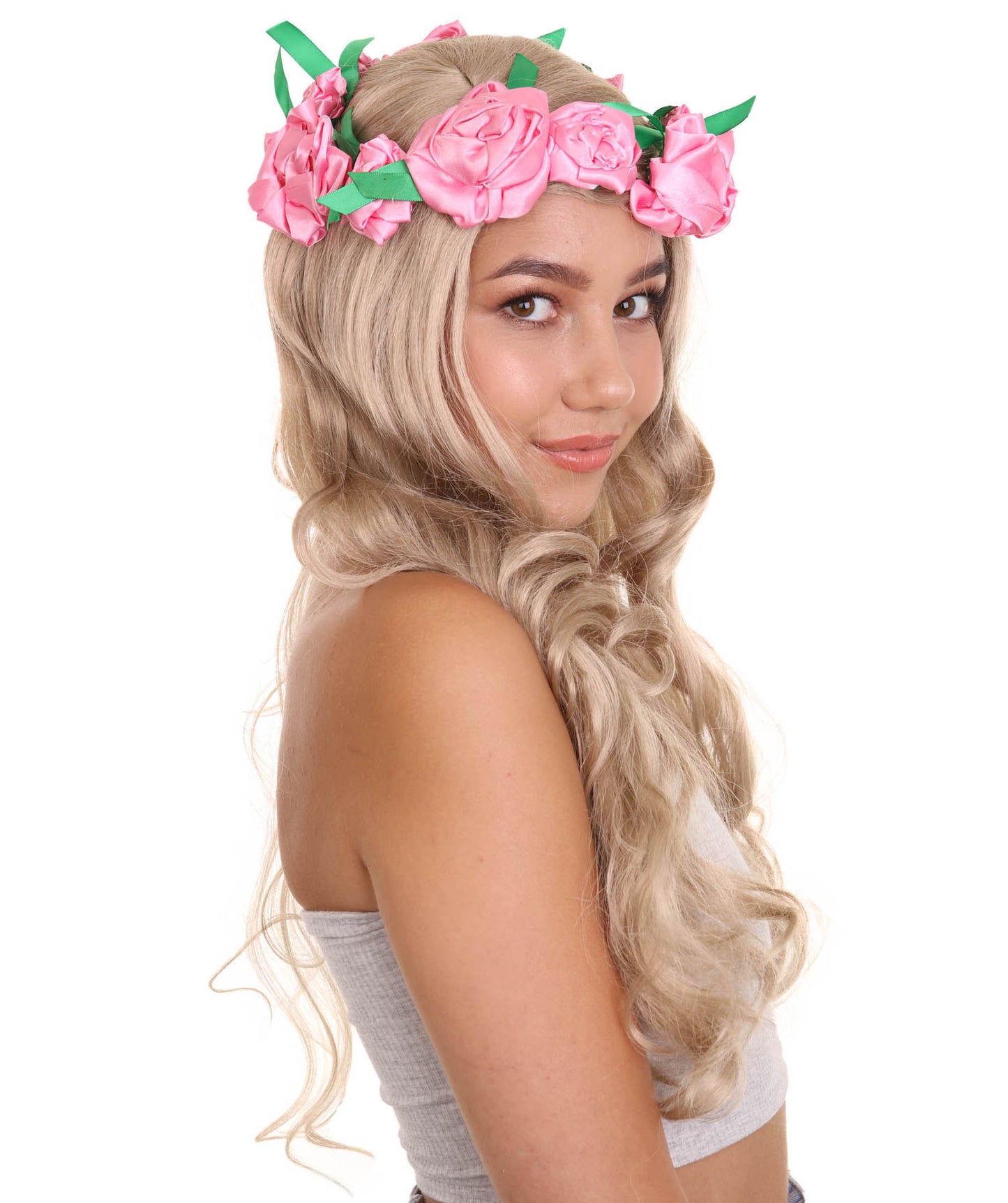 女性用シャープオブジェクツ アンマ ロングカーリーウィッグ H-4666 ブロンドコスプレウィッグ プレミアム通気性キャップレスキャップ