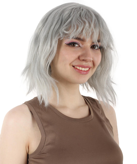 女性用ショルダーレングスバング波状コスプレウィッグ ダークグレー H-5229_17 ファンシースタイル プレミアムハロウィンパーティーウィッグコレクション