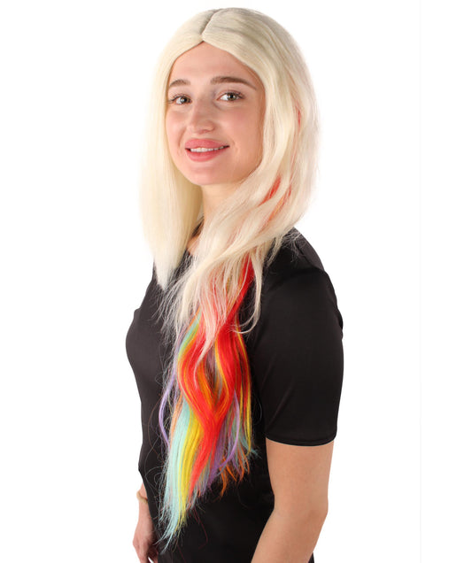 女性用H-5894 アメリカのマックスシンガー ブロンド マルチカラー ウィッグ ハロウィンに最適 難燃性合成ファイバー
