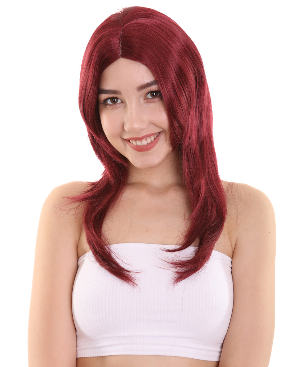 Wigs2you ハロウィンパーティー プレミアム レディース H-929 3レイヤーのパーティーガールウィッグ バーガンディカラー