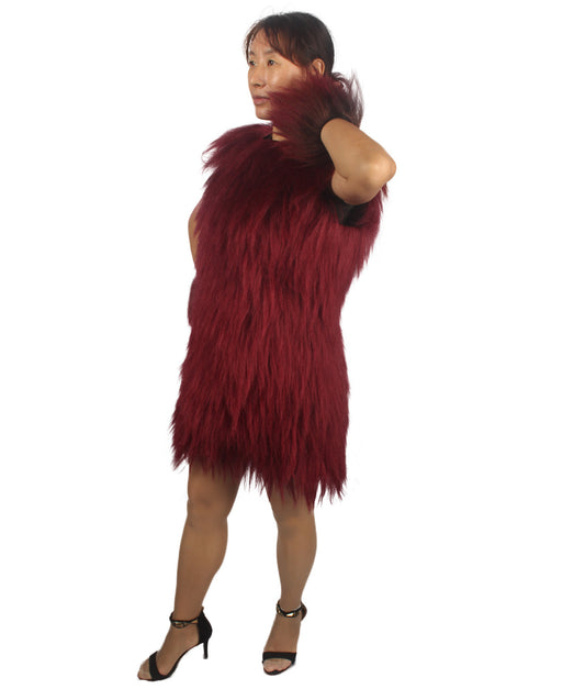 女性 JCP-213_11 の毛むくじゃらの戦士エイプ軍事リーダー抵抗戦闘機バーガンディコスプレコスチューム