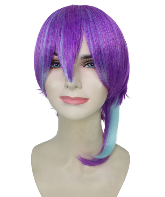 レディース H-5982 ショート ストレート パープル ウィッグ コスプレに最適 難燃性合成繊維