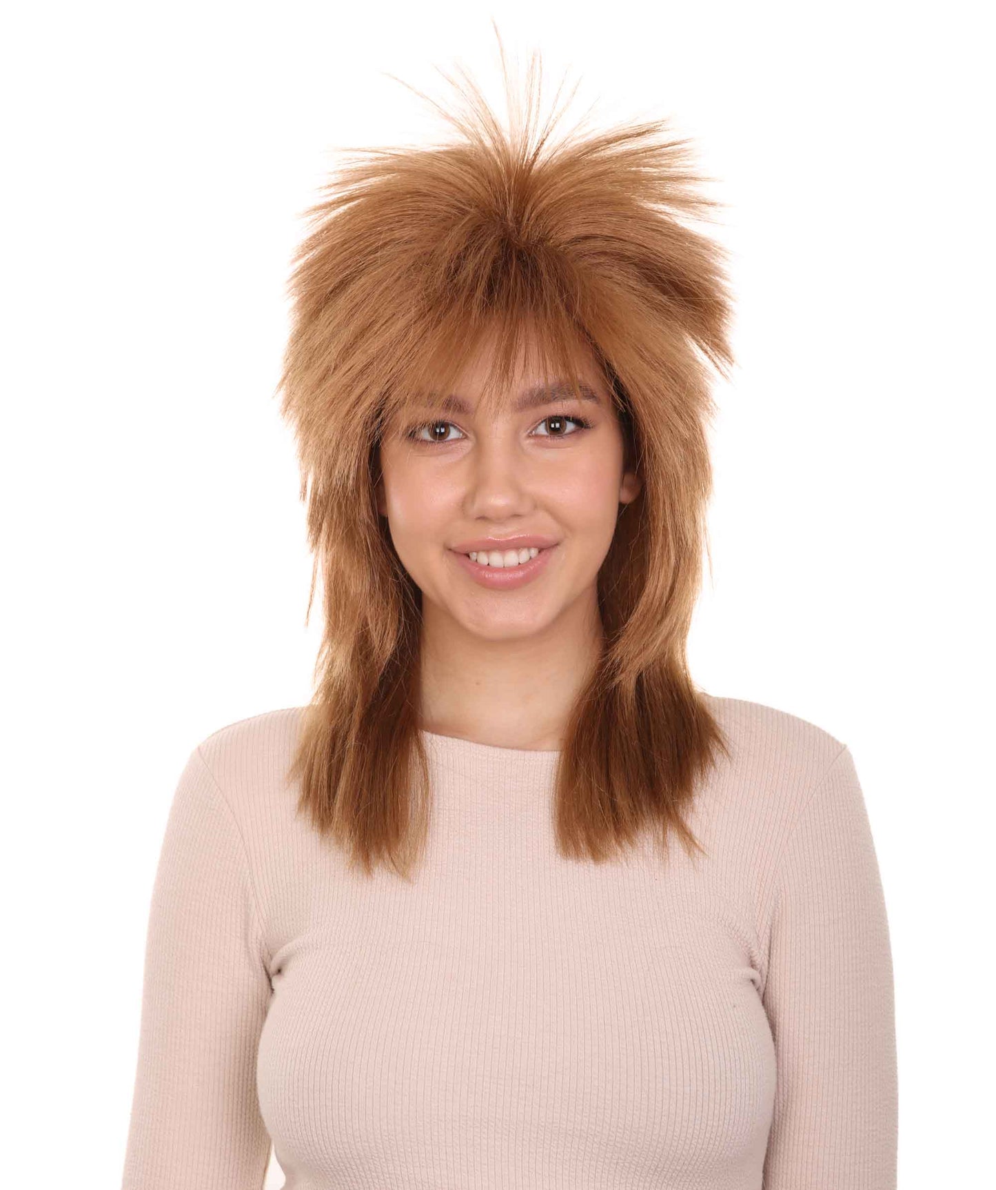 Wigs2you ハロウィン パーティー プレミアム H-1330 簡単に着用でき 快適なフィット感 80 年代女性 Lt ブラウン ロッカー スタイルウィッグ