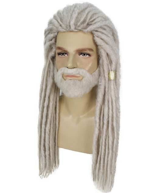 メンズ H-6023 ファンタジー TV シリーズ ドラゴン ハウス シルバー ブロンド ドレッドヘア ウィッグ 難燃性合成繊維