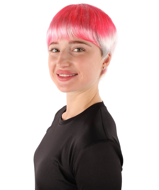 女性用H-5896 アメリカのミュージシャン ショート ピンク コスプレ ウィッグ ハロウィンに最適 難燃性合成ファイバー