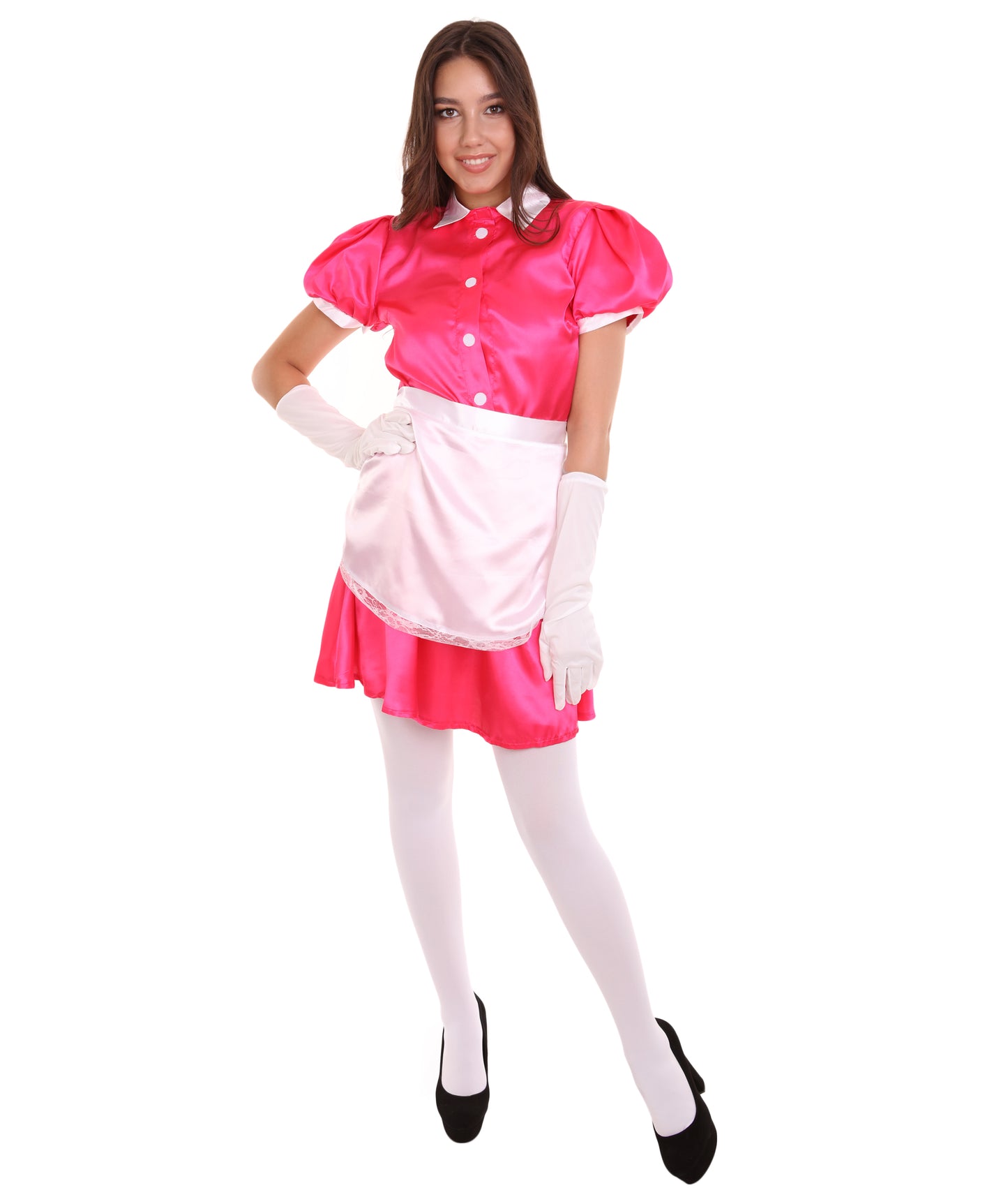 大人用女性の JCO-328_13 フレンチエプロンメイド制服 ピンク コスプレコスチューム