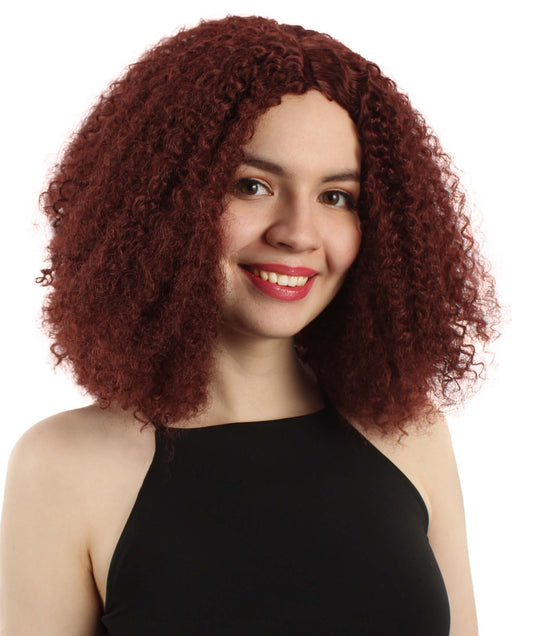 女性用ショルダーレングスカーリーウィッチウィッグ ダークブラウン H-5374_21 合成繊維ヘア ハロウィンパーティーウィッグコレクション