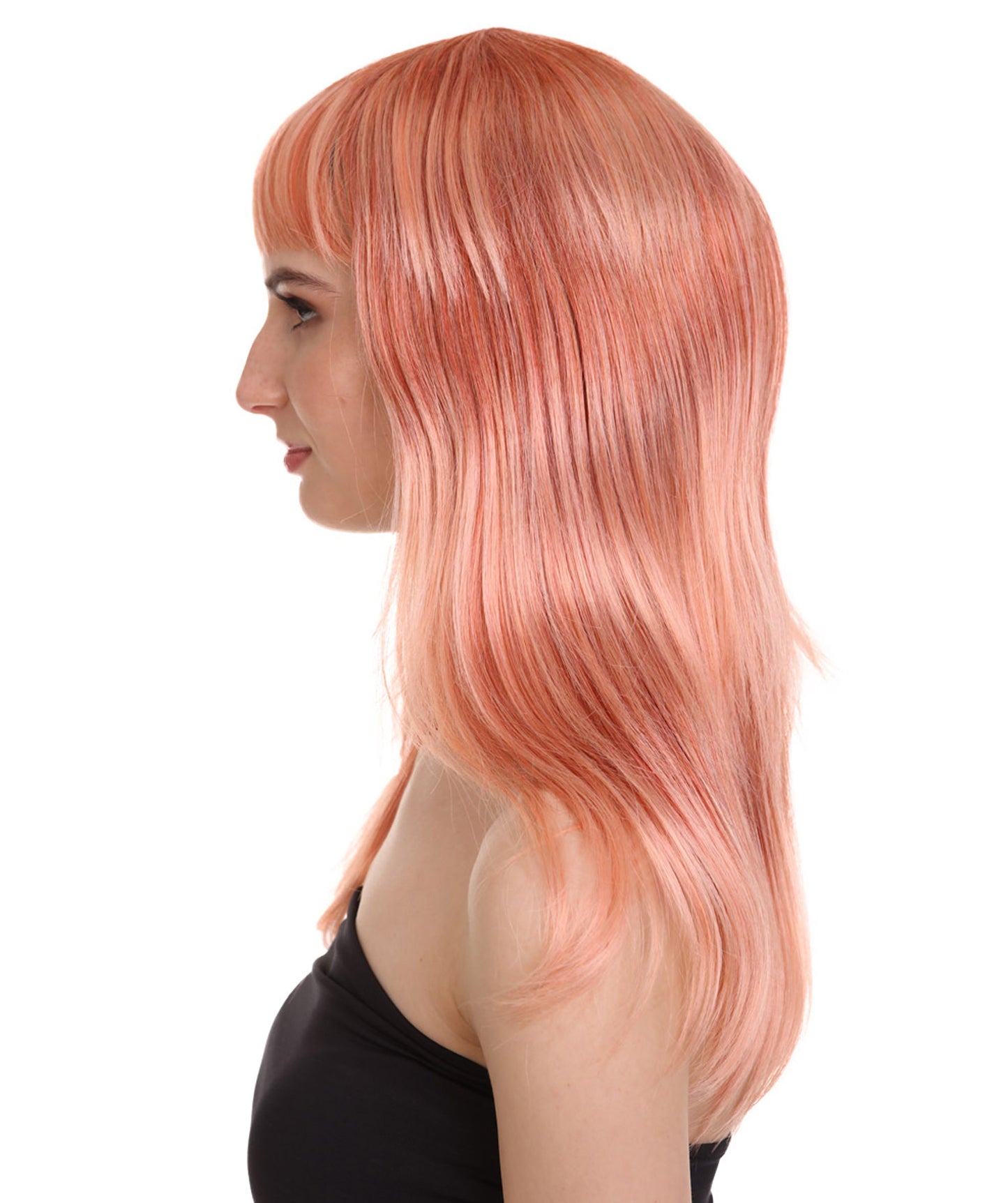 Wigs2you ハロウィンパーティープレミアムレディース H-1041 とても快適なグラマーグリーンウィッグ ピーチカラー