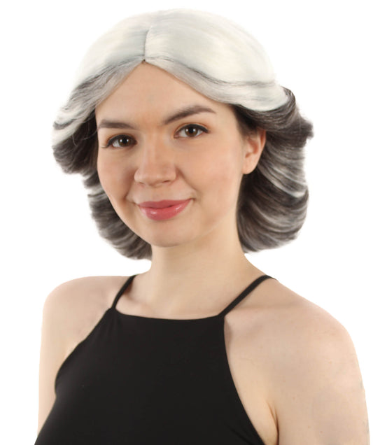 大人向け女性用 H-5785 アニメ カートゥーン ミュージカル ムービー マルチカラー ウィッグ ブラックとホワイトのストリーク