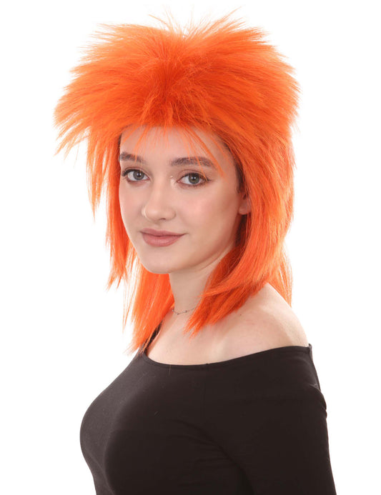Wigs2you ハロウィン パーティー プレミアム H-1309 簡単に着用でき 快適なフィット感 80 年代女性ダークオレンジ ロッカー スタイルウィッグ