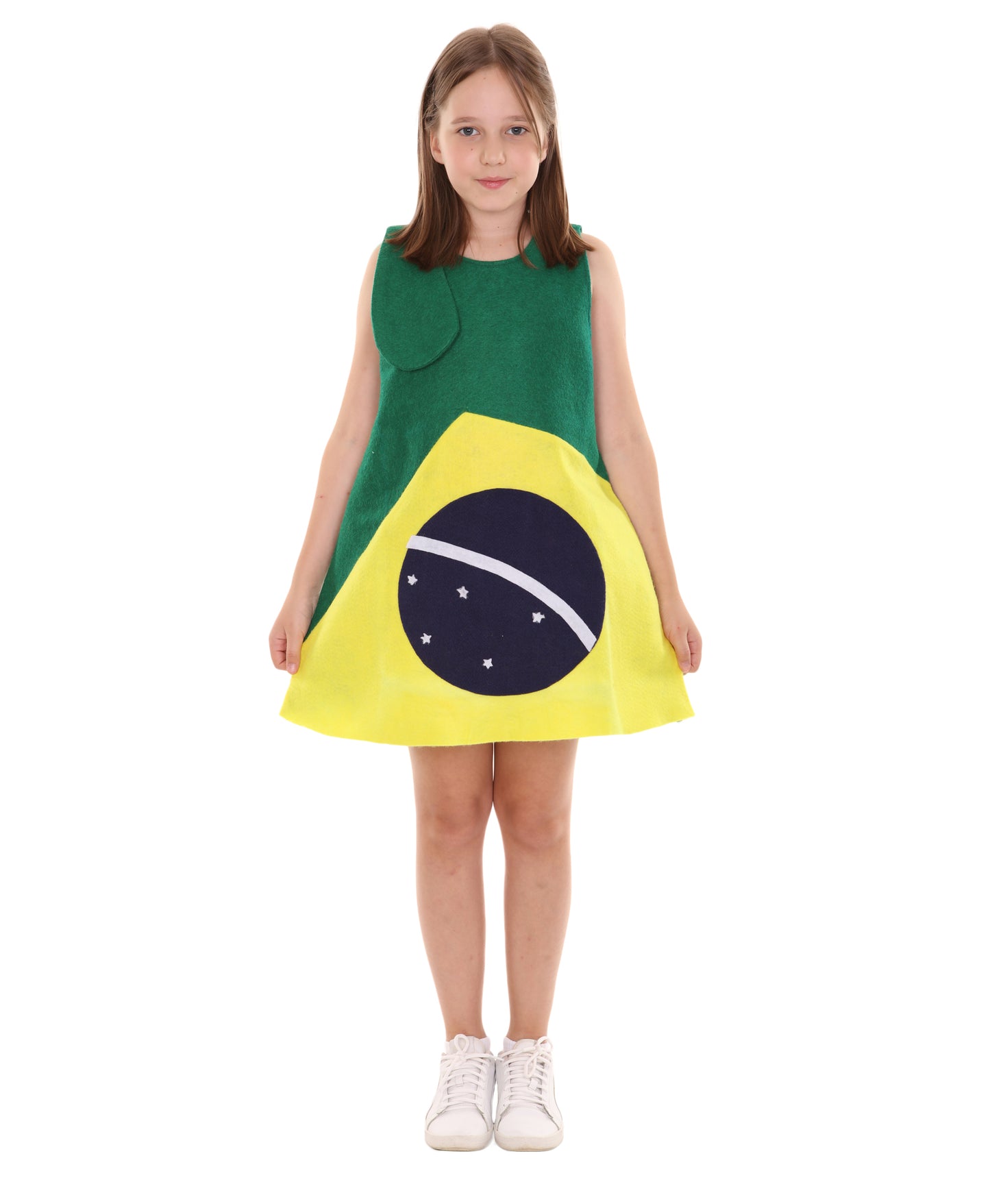 ブラジル国旗トロールのドレススポーツコスチューム愛国コスプレ子供の女の子JCO-184Kidsコスチューム