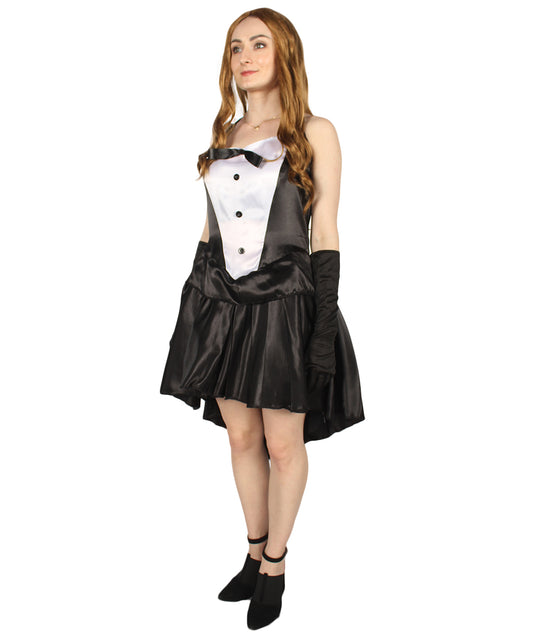 大人向け女性用 JCO-196 3ピース バニー タキシード with イヤーズ ヘッドバンド コスチューム ブラック アンド ホワイト ハロウィン コスチューム