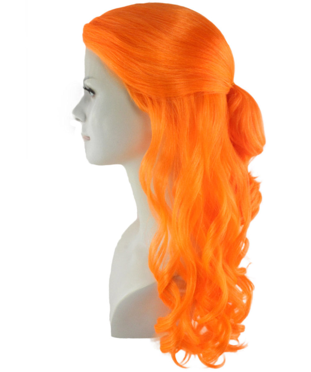 ハロウィンパーティー プレミアム 女性用 H-2941 オレンジ ロング ウェーブ ウィッグ