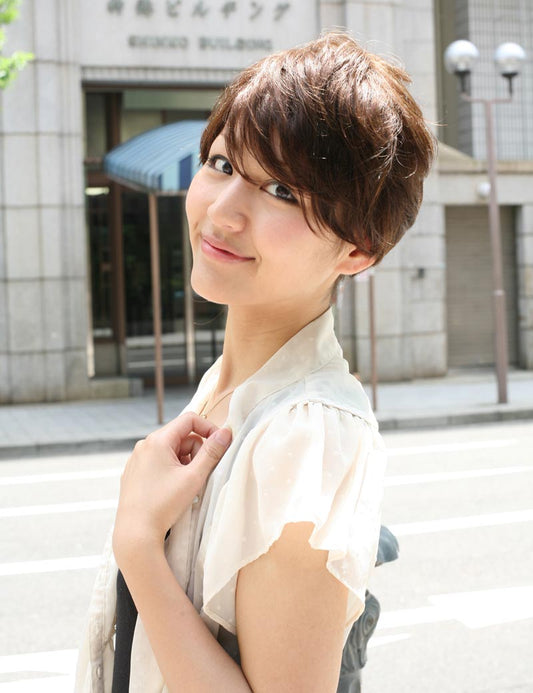 Wigs2you HH-104B 根元から毛先までショート 100%人毛チャーム HH-CHARCOAL オーバーンミックス、医療用フルウィッグ、着用簡単、100%人毛製、ショート、高品質、自然な見た目のウィッグ、人毛ウィッグ